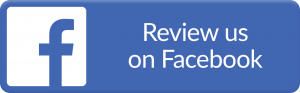 Blue Facebook logo on the left with the text "Review us on Facebook" on a white background.